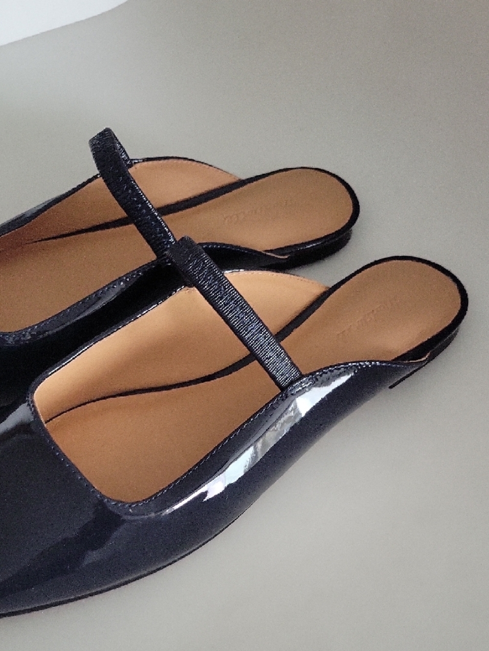 Madewell Navy Blue Patent Square-Toe Mary Jane Mules - Picture 3 of 8